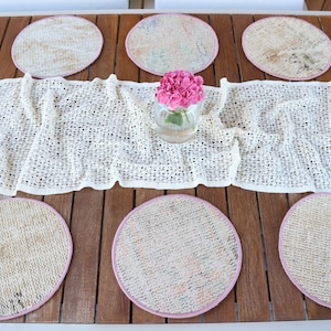 Kitchen Decor, Set Of Six, Dining Accessory, Beige Underplate, Rug Underplate, Service Placemat, Decorative Placemat, Rustic Pad,