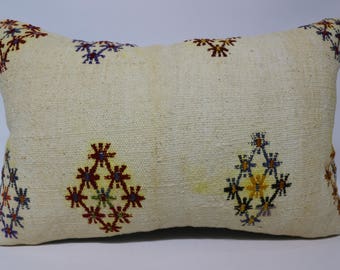 Decorative Kilim Pillow Embroidered lumbar Kilim Pillow 16x24 Turkish Kilim Pillow Anatolian Kilim Pillow Cushion Cover  SP4060-1227