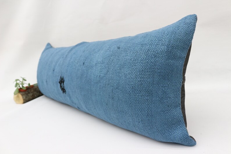 Boho Pillow,Flat Pillow,Lumbar Throw Pillow SP40107 261 Vintage Kilim Pillow 16x42 Navajo Pillow Hemp Pillow Covers,Blue Pillow