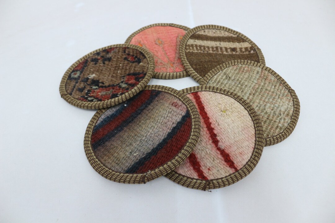 Kilim Rug Coasters, Set of 6, Turkish Oriental Decor - Etsy