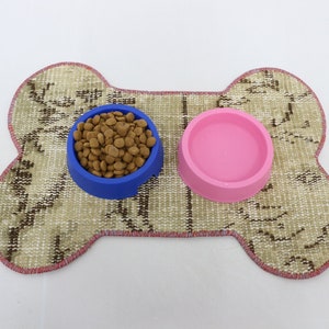 Kilim Animal Pad, Bone Pad, Feeding Pad, Beige Pad, Rug Pad, Water Bowl Mat, Hand Crafted Mat, Organic Pad, Washable Mat,
