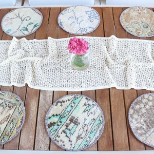 Kitchen Decor, Kilim Supla, Table, Brown Underplate, Rug Underplate, Gift Supla, Circle Placemat, Turkish Rug Pad,