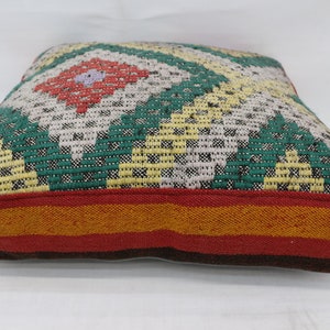 Kilim Pouf,Floor Puff,24x24x6,Floor Pillow Cover,Green Embroidered Kilim Puffs,Garden Pouf Pillow Cover,Home Decor Puffs SP606015 104