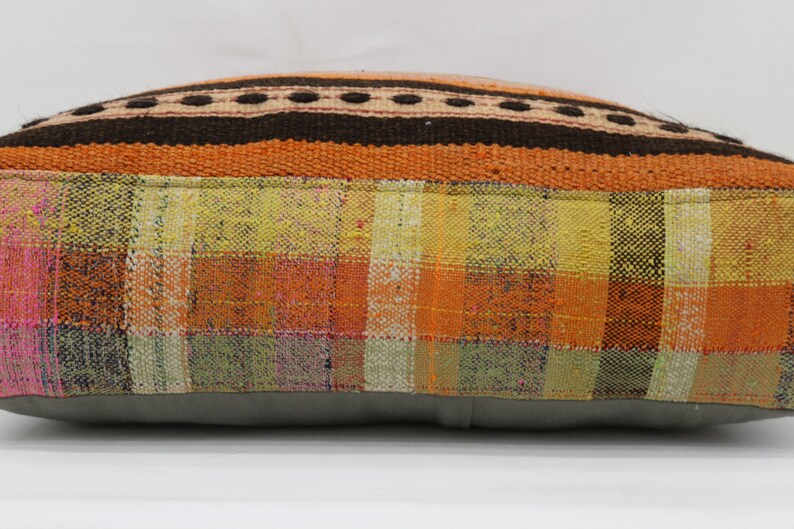 Kilim Pouf Cover,Floor Cushion Cover,24x24x6 Kilim Pouf Cover,Pillow,Turkish Floor Kilim Cushion Pillow SP606015 22