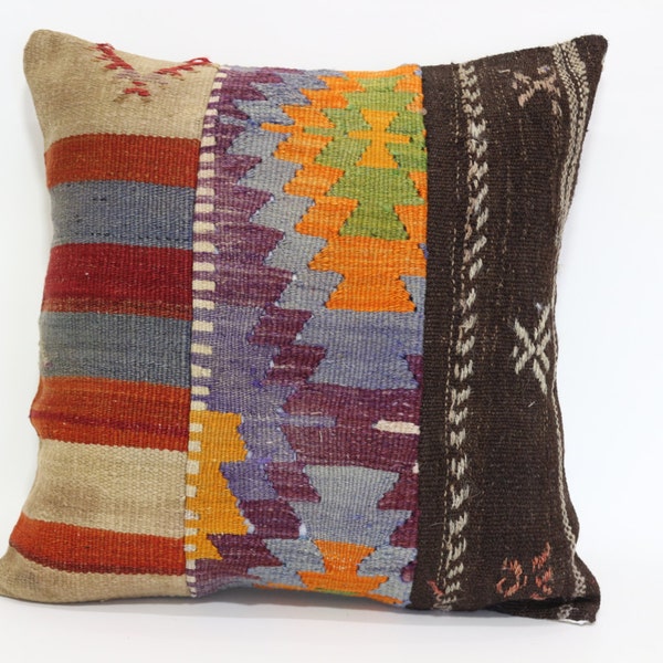 Decorative Kilim Pillow Sofa Pillow Bed Pillow 24x24 Patchwork Kilim Pillow Home Decor Cushion Cover SP6060-709