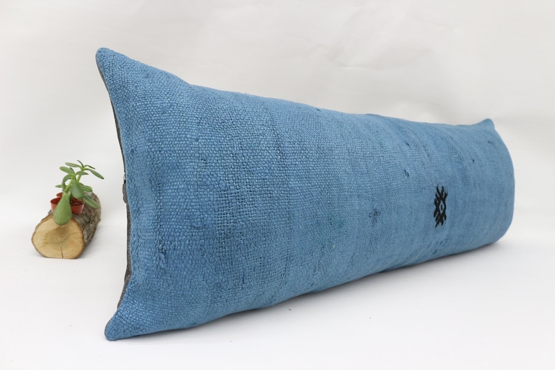Boho Pillow,Flat Pillow,Lumbar Throw Pillow SP40107 261 Vintage Kilim Pillow 16x42 Navajo Pillow Hemp Pillow Covers,Blue Pillow