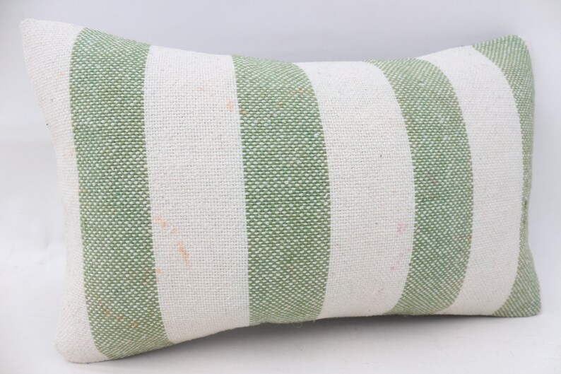 12x20 Kilim Pillow Cushion Cover Striped Pillow SP3050 2957 Lumbar Throw Pillow Antique Pillow Decorative Pillow Green Pillow