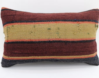 Throw Pillow Covers, Turkish Kilim Pillow, Home Decor Pillow, Striped Cushion, Bright Cushion Case, Crochet Pattern Pillow Case, 2125