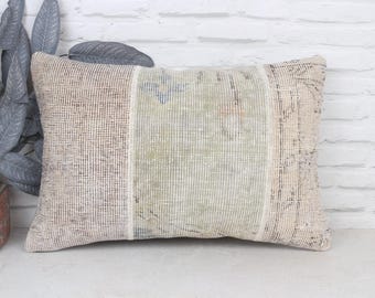 Pillow for Sofa, Kilim Pillow, 16x24 Home Decor Pillow, Handmade Kilim Cushion, Beige Pillow Cover, Rectangular Pillow, Patchwork Pillow,