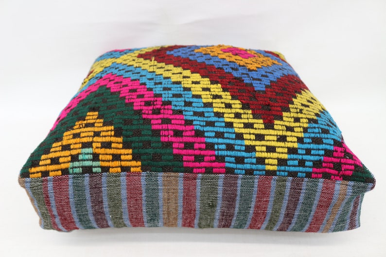 Flat Kilim Pouf,Floor Puff,24x24x6 Pear Seat,Beige Pouf,Pear Pouf,Floor Pillow Cover,Garden Pouf Pillow,Square Puffs SP606015 267