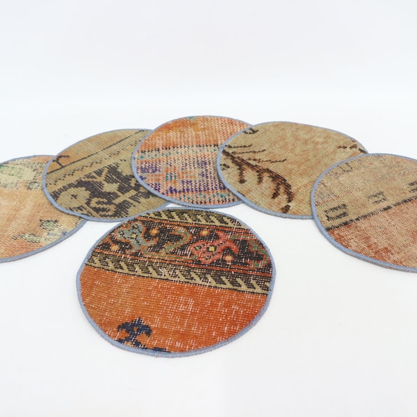 Kilim Placemat, Turkish Rug Coaster, Tribal Table Decor (12"x12")