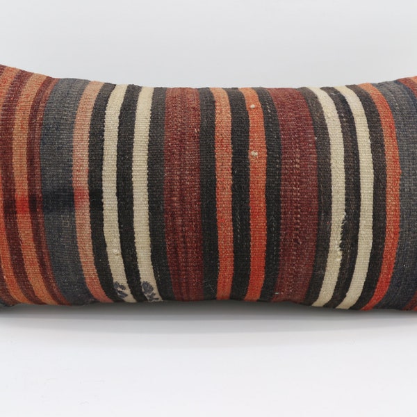 12x24 Multicolor Kilim Pillow Throw Pillow 12x24 Lumbar Pillow Red Striped Kilim Pillow Ethnic Pillow Cushion Cover  SP3060-1705