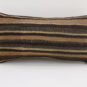 pillow cover striped pillow brown pillow boho sham 10x20 turkish pillow lumbar cushion cover vintage kilim pillow throw pillows  SP2550-1629