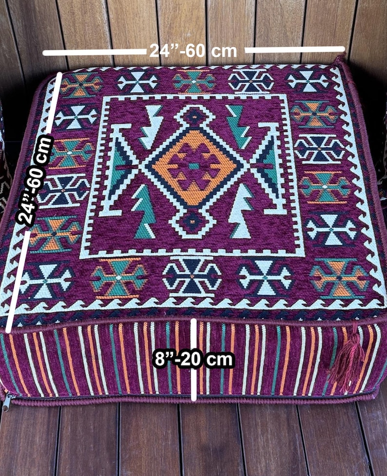 Marokkaanse bank, U-vormige bank, Zitplaatsen op de vloer, Zitplaatsen op de vloer, Arabische loungebank, Bankstel met geometrisch patroon, Woondecoratie, Boerderijbank, Ottoman