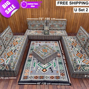 8 inch Thickness Arabic Sofa, Gray Sofa, Ottoman Sofa, Traditional Floor Cushion, Kilim Pillow, Turkish Sofa Set, Reading Nook, Home Decor
