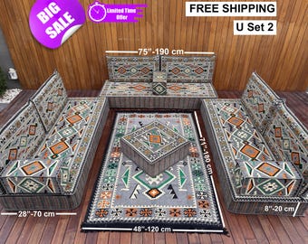 8 inch Thickness Arabic Sofa, Gray Sofa, Ottoman Sofa, Traditional Floor Cushion, Kilim Pillow, Turkish Sofa Set, Reading Nook, Home Decor