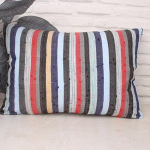 Gift Pillow, Vintage Kilim Throw Pillow, 16x24 Kilim Pillow Cover, Pillow for Sofa, Blue Pillow, Lumbar Pillow, Turkish Striped Pillow,