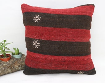 Throw Pillow Covers, Antique Pillows, Body Pillow, 14x14 Red Pillow Case, Striped Pillow Case, Outdoor Decor Cushion, Seat Cushion, 2187