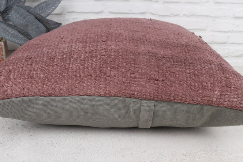 Cojín vintage, cojín bohemio, cojín étnico Kilim de 22x22, cojín de regalo, funda de cojín marrón, cojín de cáñamo, cojín estético, cojín turco de esquina imagen 5