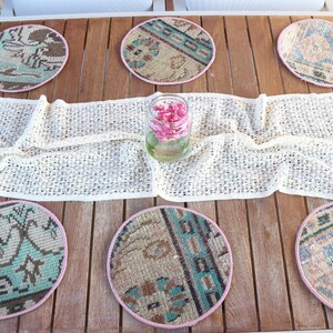Kilim Supla, Rug Supla, Set Of Six, Beige Underplate, Rug Placemat, Vintage Pad, Wholesale Placemat, Natural Underplate,