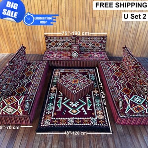 Turkish Sofa, Floor Seating Set, Floor Cushion, Arabic Sofa, Traditional Floor Set, Arabic Cushion, Couch Pillow, Kilim Pillow, Modular Sofa image 2