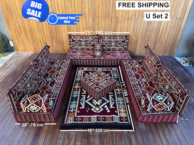 Turkish Sofa, Floor Seating Set, Floor Cushion, Arabic Sofa, Traditional Floor Set, Arabic Cushion, Couch Pillow, Kilim Pillow, Modular Sofa image 2