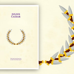 Julius Caesar Art Print • SHAKESPEARE SERIES • Art Print • Literary Gift • Theatre Poster •  A4 Print • Classroom Art • SHAKESPEARE