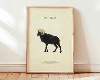 Othello Art Print • Shakespeare Literary Poster, Classroom Decor