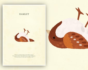 Hamlet Art Print • SHAKESPEARE SERIES • Art Print • Literary Gift • Theatre Poster •  A4 Print • Wall Art • SHAKESPEARE