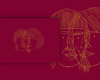 Fleabag and Claire Line Art Print • TV Gift (A5)