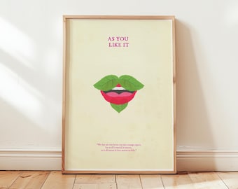 As You Like It Art Print • SHAKESPEARE SERIES • Art Print • Literary Gift • Theatre Poster •  A4 Print • Classroom Art • SHAKESPEARE