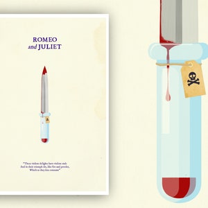 Romeo and Juliet Art Print • SHAKESPEARE SERIES • Art Print • Literary Gift • Theatre Poster •  A4 Print • Wall Art • SHAKESPEARE