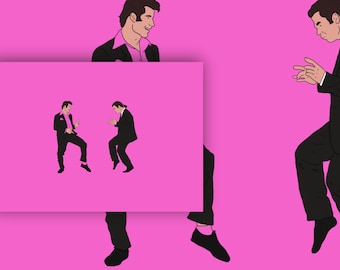 Dancing Travoltas Art Print • Grease, Pulp Fiction Film Poster