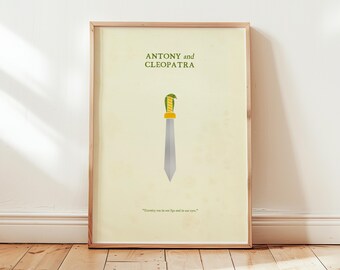 Antony and Cleopatra Art Print • SHAKESPEARE SERIES • Art Print • Literary Gift • Theatre Poster •  A4 Print • Wall Art • SHAKESPEARE