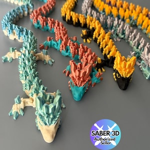 Dragon-Crystal Dragon-3d printed Dragon-Articulated  Dragon-3D Printed Sensory Stress Fidget-Articulated Crystal Dragon-Fidget-dragon fidget