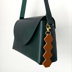 Leather bag charm LIZ Natural, Tan, Green or Black image 4