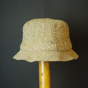 Brown Tweed Bucket Hat Celtic Donegal Tweed Made in Ireland Unisex Style Quilted Lining Medium