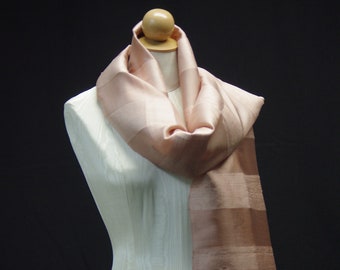 Blush Silk Scarf, Horizontal Stripe, Made in Cambodia