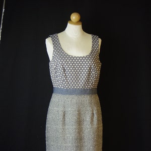 Grey Polka Dot Sleeveless Dress Career Wear Size 8 Lined  Zipper Back Calvin Klein