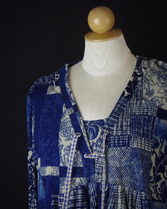 Patchwork Blouse Size M Peasant Style Bohemian Na… - image 2