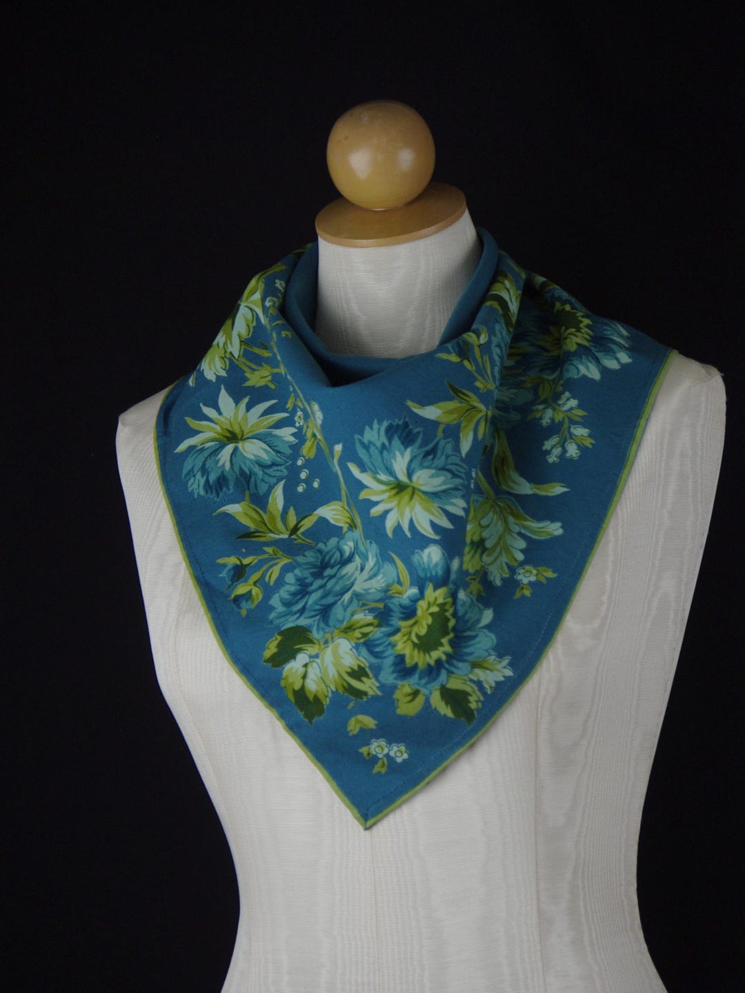 April Cornell Teal Olive Floral Scarf 22