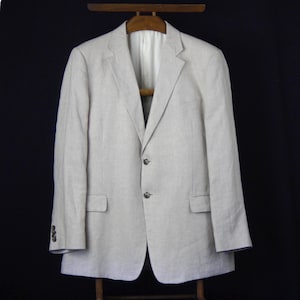 Linen Jacket Size 44R Vintage Nordstrom Italian Linen Lined Dual Vent Summer Jacket Career Wear Casual