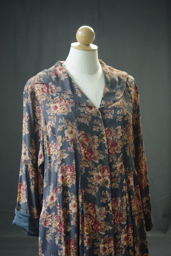 Charcoal & Rust Floral 40's Style Dress