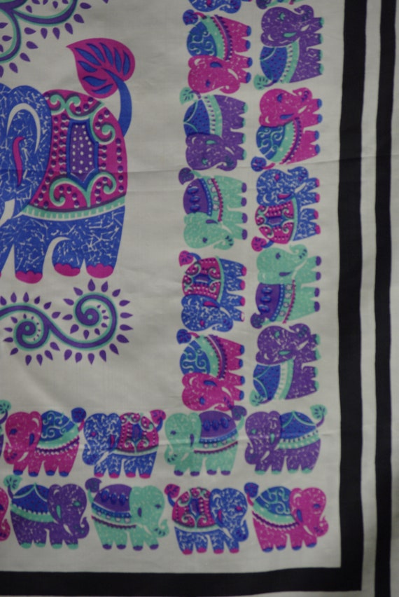 Elephant Silk Scarf, Square Thai Silk Scarf, Pink… - image 7