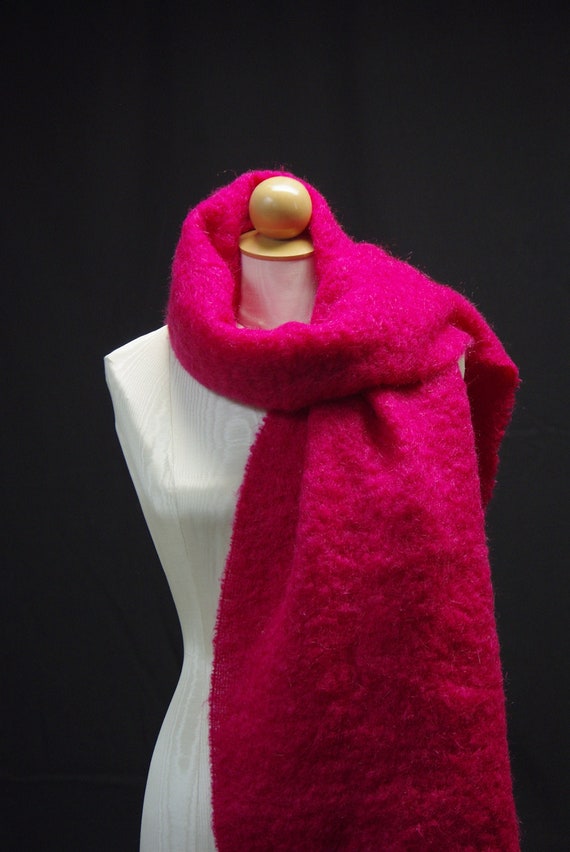 Raspberry Mohair Wool Scarf, Made in Scotland