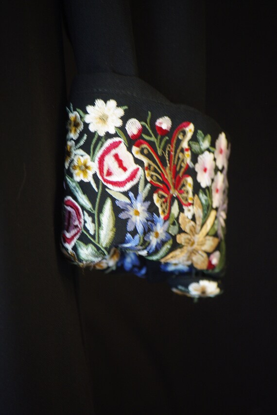 Joseph Ribkoff Black Coat Embroidered Collar Cuff… - image 4