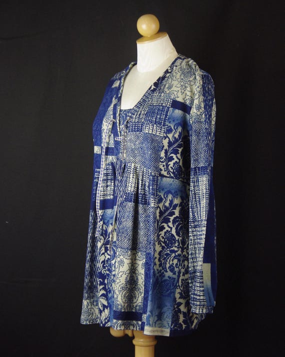 Patchwork Blouse Size M Peasant Style Bohemian Na… - image 3