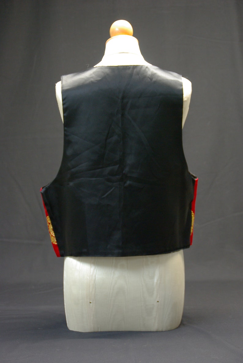 Red Satin Vest with Asian Style Design