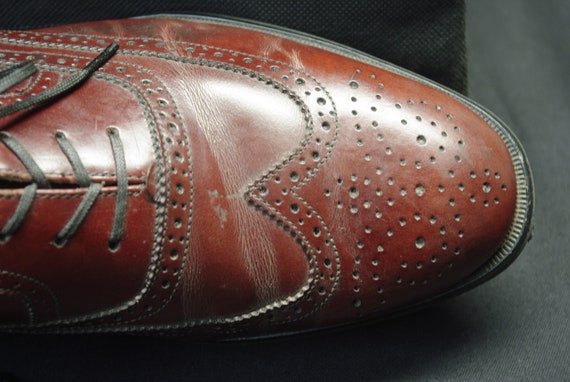 Men's Rockport Leather Wing Tip Shoes, Burgundy L… - image 3