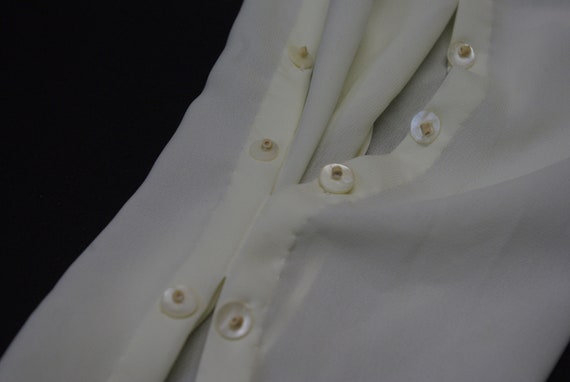 Creamy Sheer Embroidered Blouse, Shell Button Det… - image 5